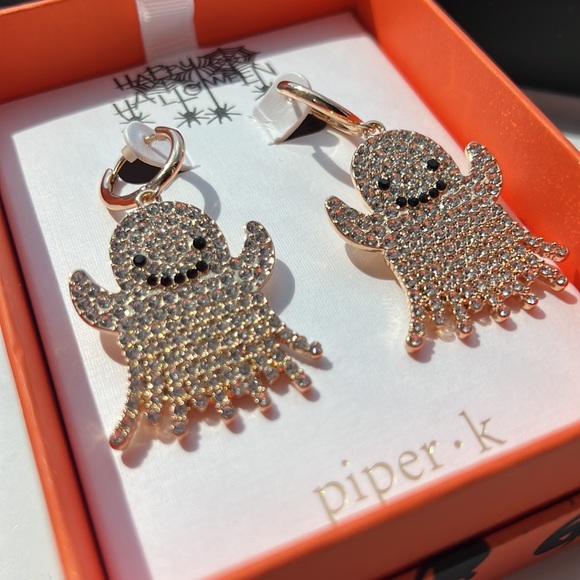 Rhinestone Ghost Earrings - Picture 2 of 3